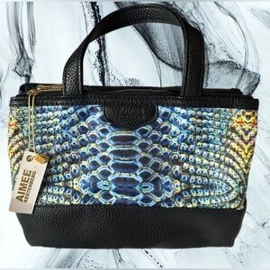 Aimee Kestenberg Paloma Pyramid Water Python Travel Cosmetic Bag   NWT